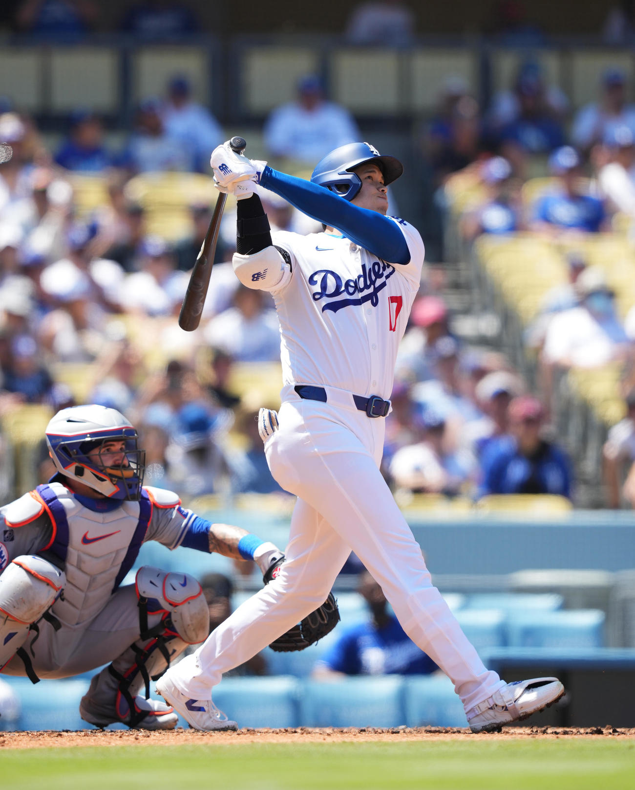 ドジャース対メッツ　3回裏、大谷は右越えにメジャー通算176号となる2点本塁打を放つ（撮影・菅敏）