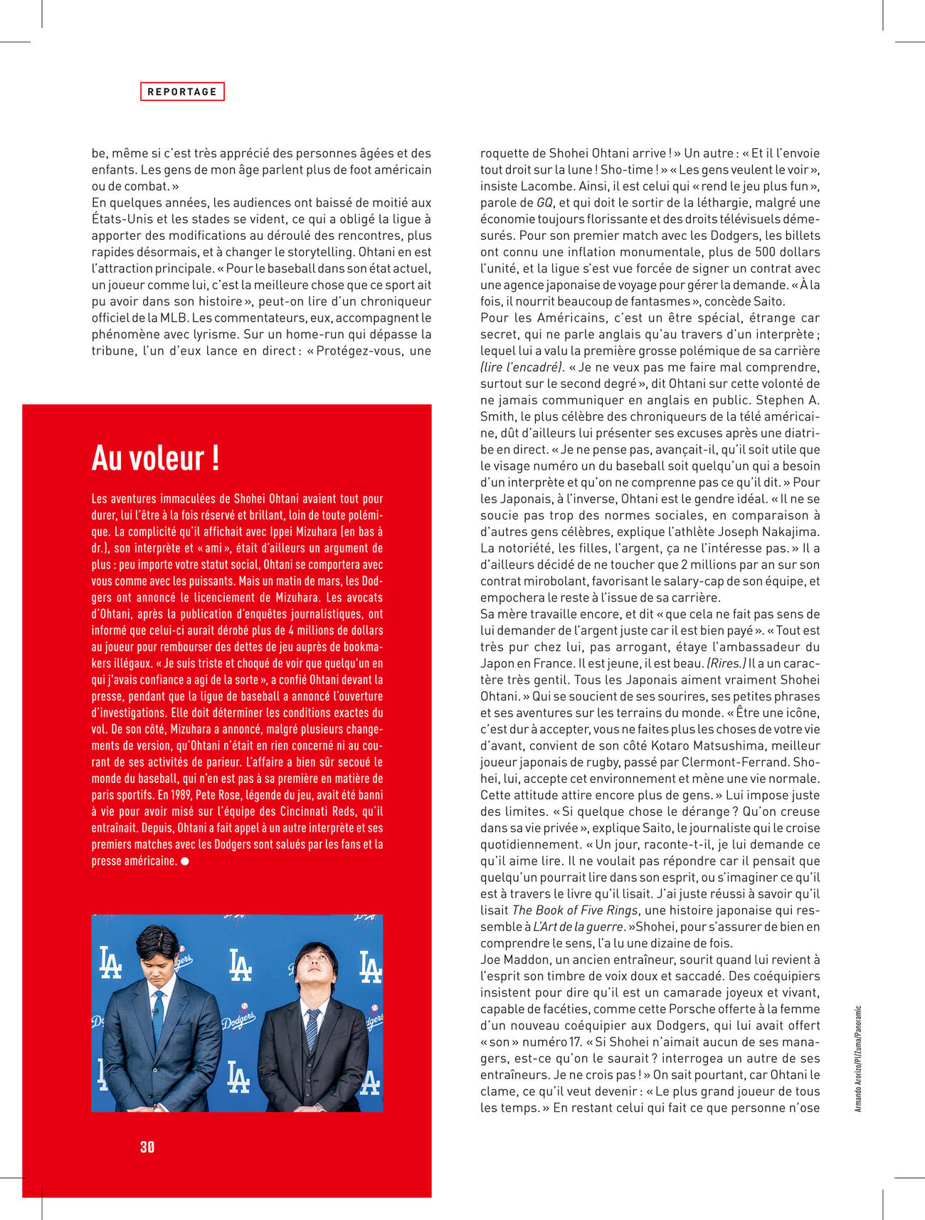 フランスの老舗スポーツ紙「L’Equipe（レキップ）」がドジャース大谷を特集（アントイネ・バーロン記者提供）