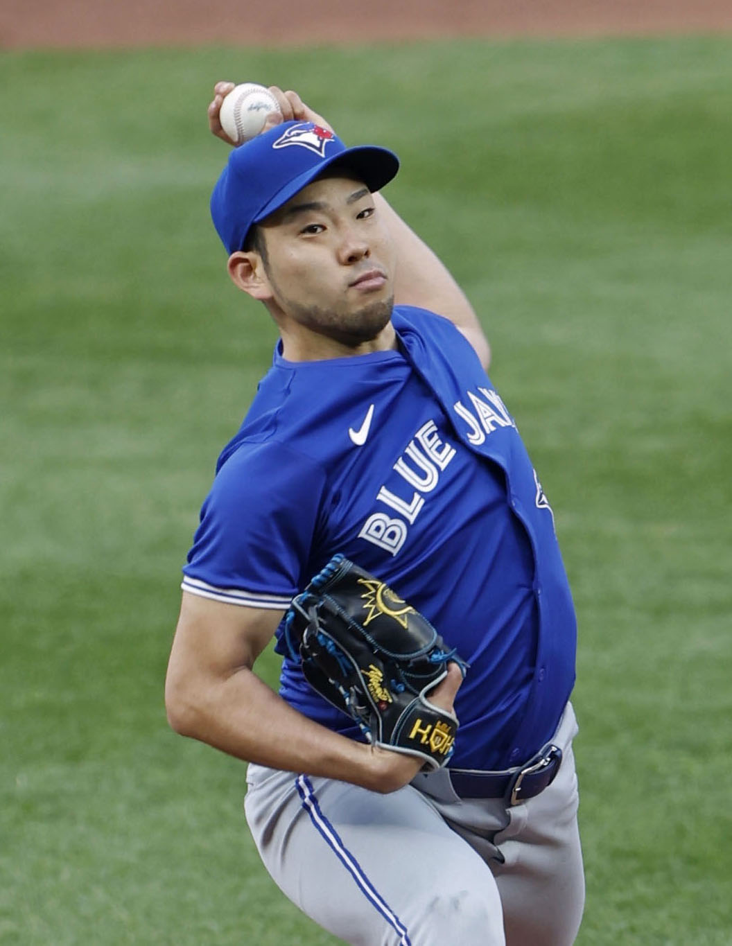 ロイヤルズ戦に先発したブルージェイズ・菊池＝カンザスシティー（共同）