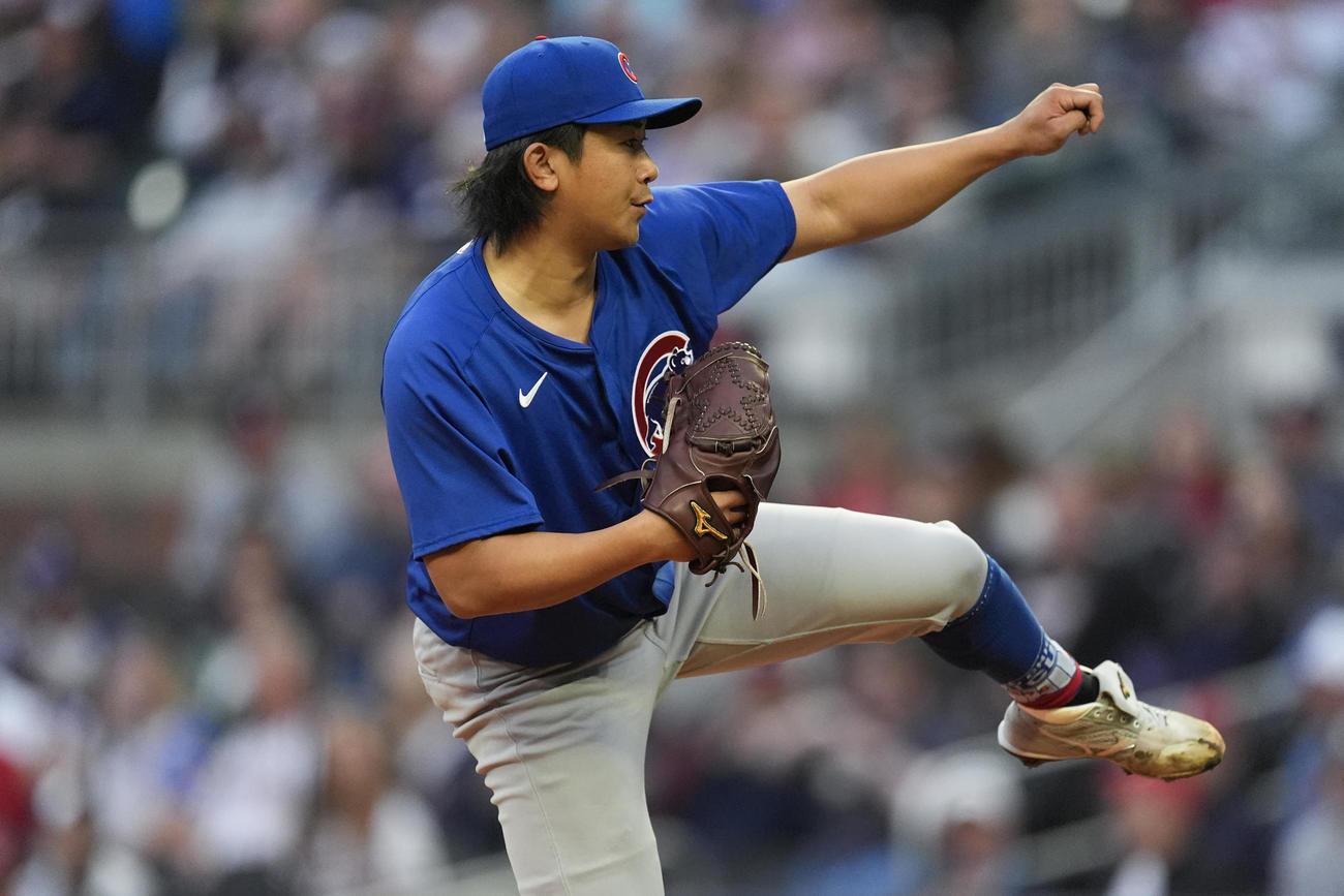 ブレーブス戦で力投するカブス今永昇太（AP）