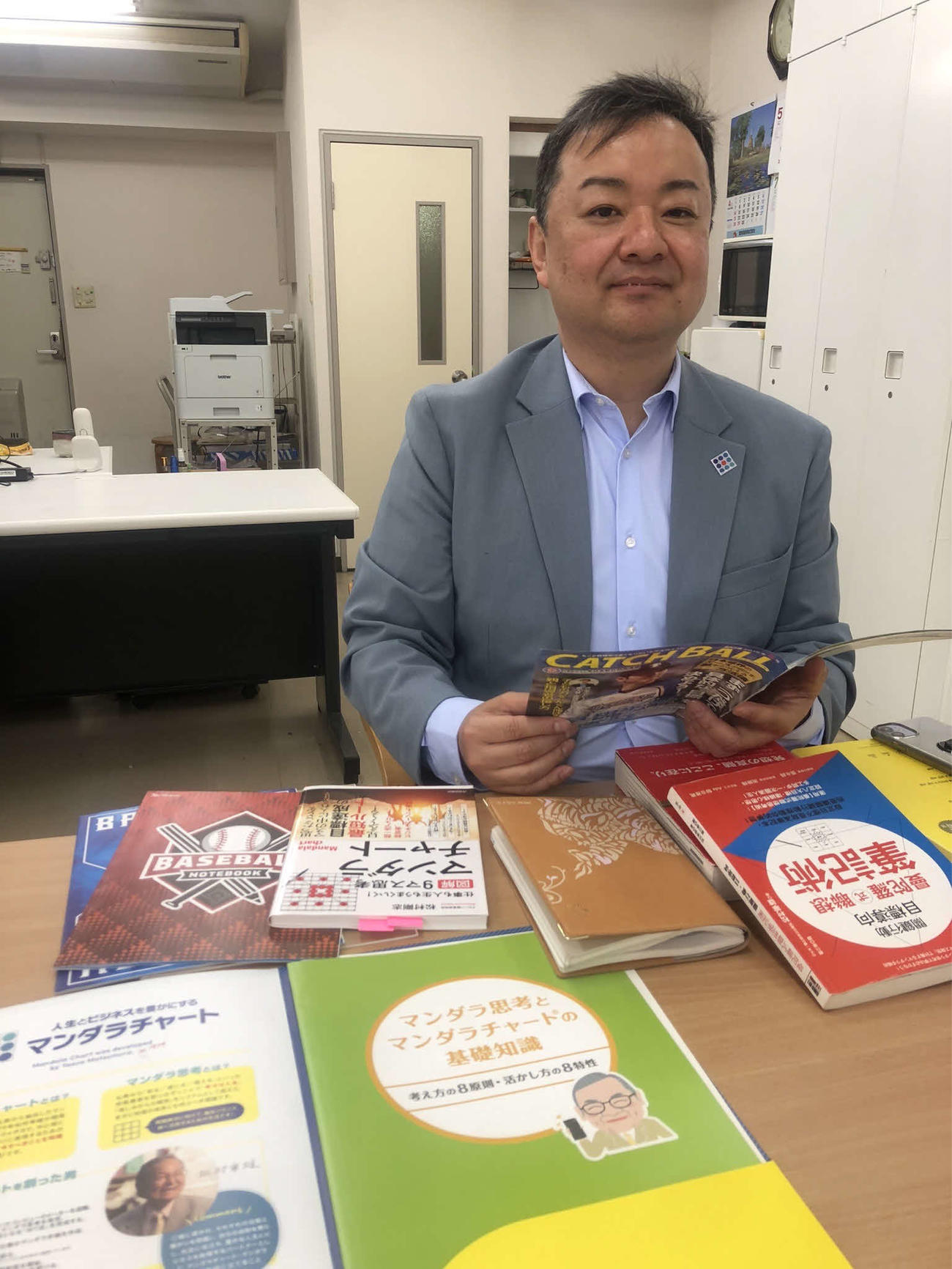 花巻東高時代の大谷も活用したマンダラチャートの普及活動をする一般社団法人マンダラチャート協会の松村代表（撮影・平山連）