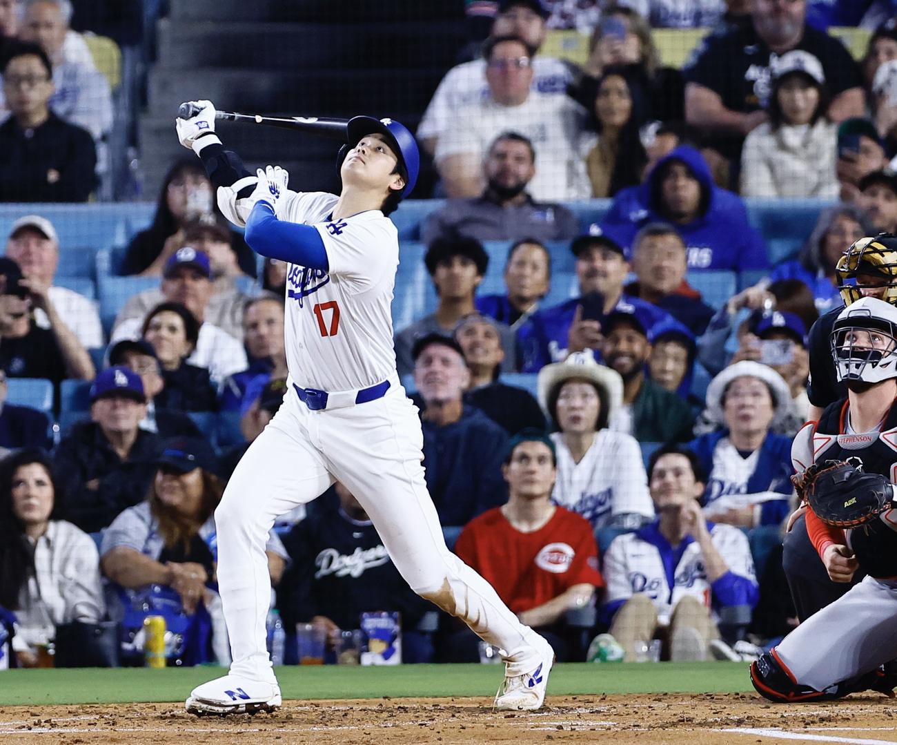 ドジャース対レッズ　3回裏ドジャース2死、大谷は捕邪飛に倒れる（撮影・藤尾明華）