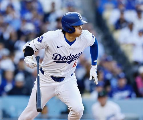 ドジャース対レッズ　1回裏ドジャース無死、三ゴロに倒れる大谷翔平（撮影・藤尾明華）