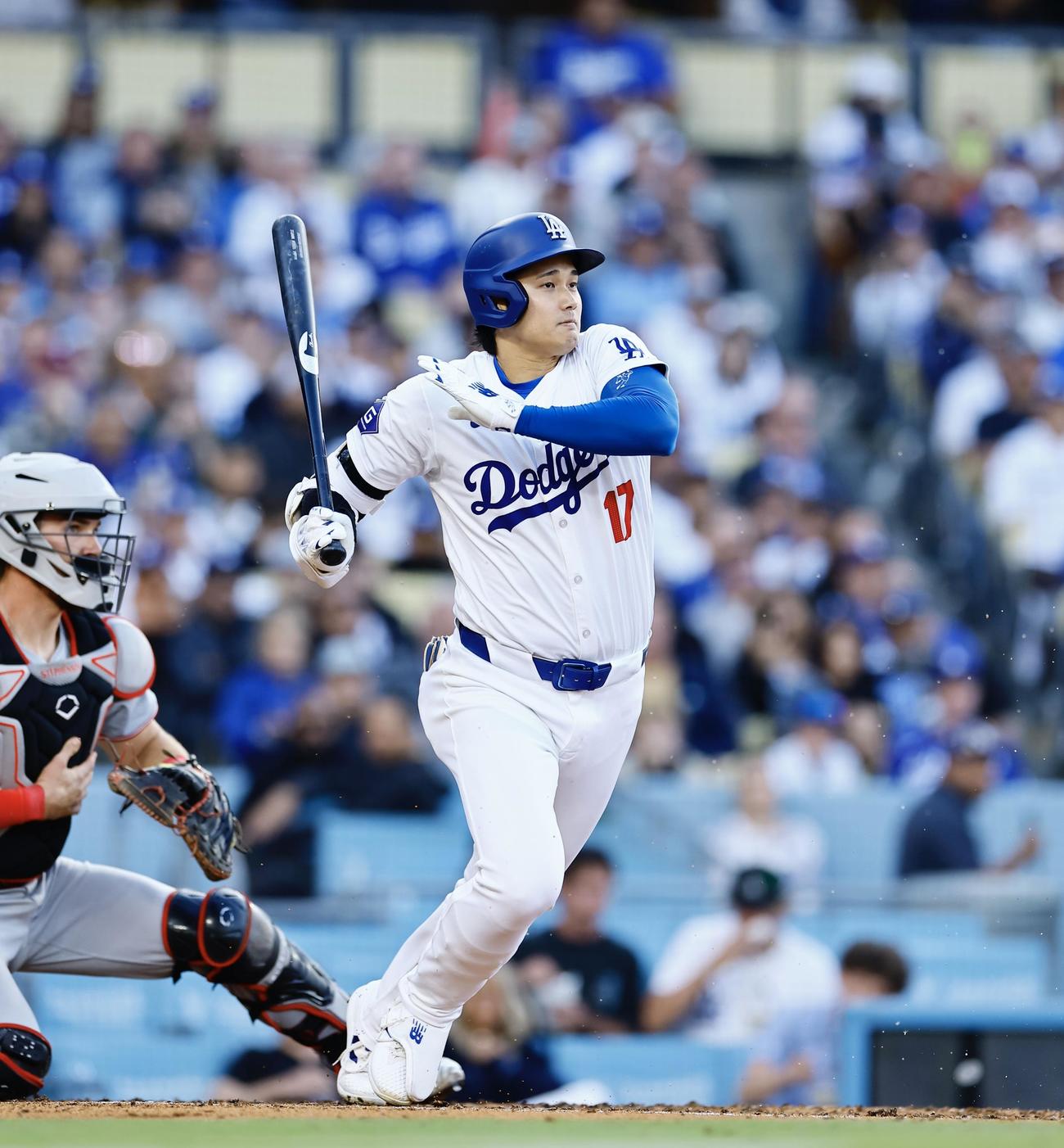 ドジャース対レッズ　3回裏ドジャース2死三塁、ニゴロに倒れる大谷翔平（撮影・藤尾明華）