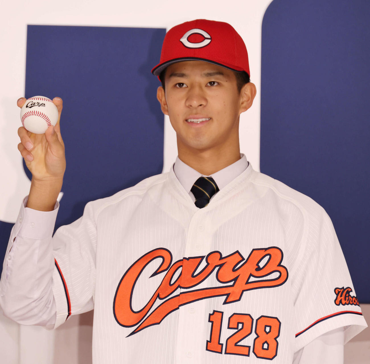 育成3位の中村来生（21年新入団選手発表会見）