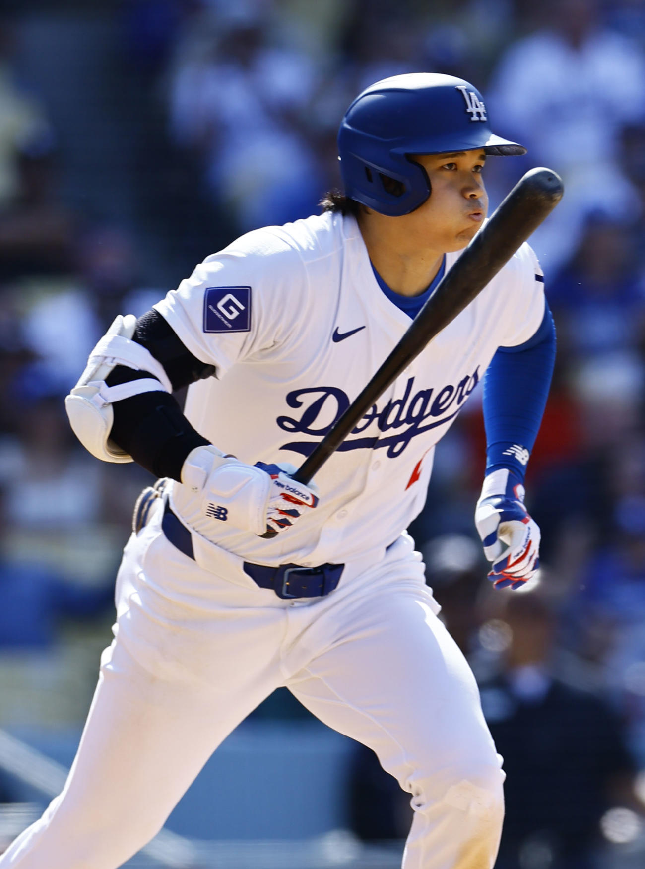 ドジャース対レッズ　10回裏ドジャース2死一、二塁、右前にサヨナラ打を放つ大谷（撮影・藤尾明華）