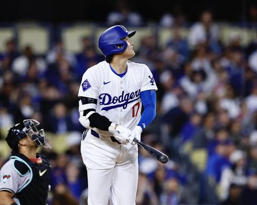 ドジャース対ダイヤモンドバックス　5回裏ドジャース無死、大谷は左飛に倒れる（撮影・藤尾明華）