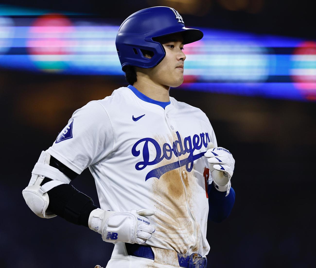 ドジャース対ダイヤモンドバックス　3回裏ドジャース1死二塁、大谷翔平はニゴロに倒れる（撮影・藤尾明華）