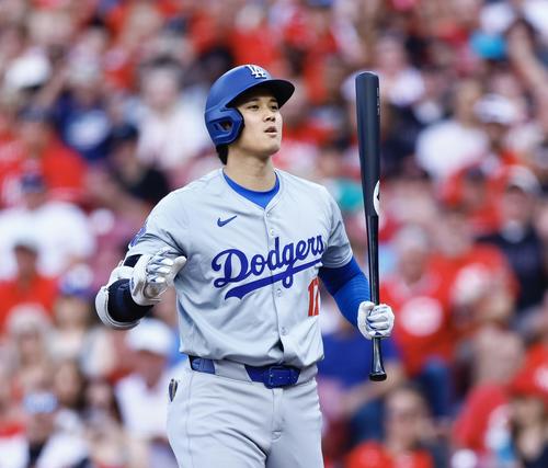 レッズ対ドジャース　1回表ドジャース無死一塁、見逃し三振に倒れる大谷（撮影・藤尾明華）