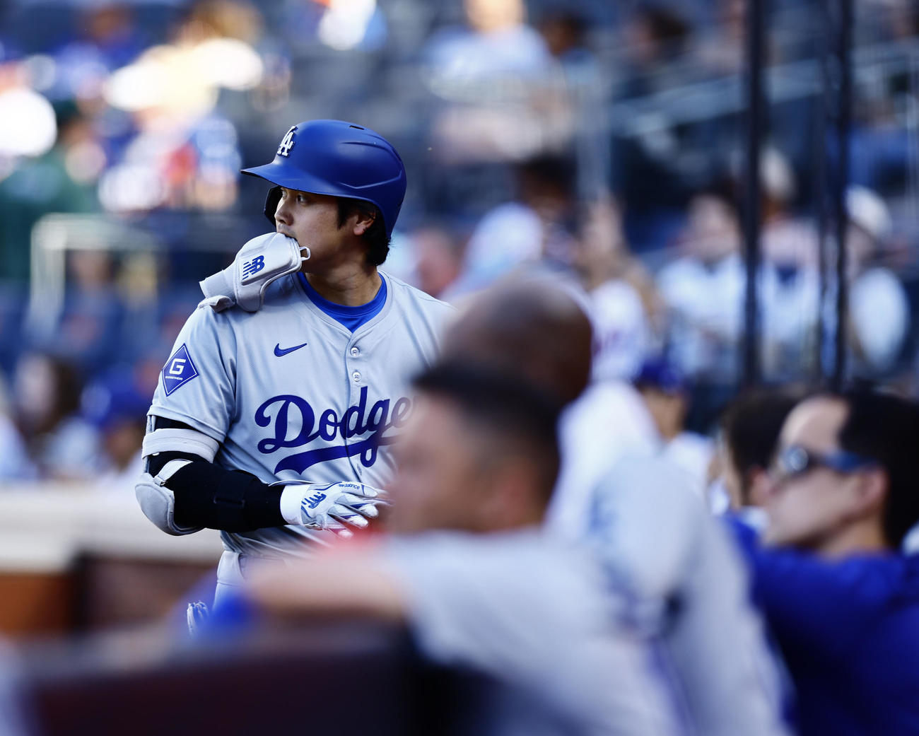 メッツ対ドジャース　6回表ドジャース無死、一ゴロに倒れベンチに戻る大谷（撮影・藤尾明華）