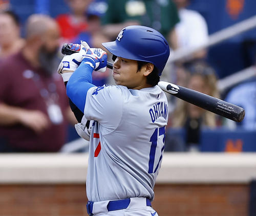 メッツ対ドジャース 3回表ドジャース1死、大谷は二ゴロに倒れる(撮影・藤尾明華)
