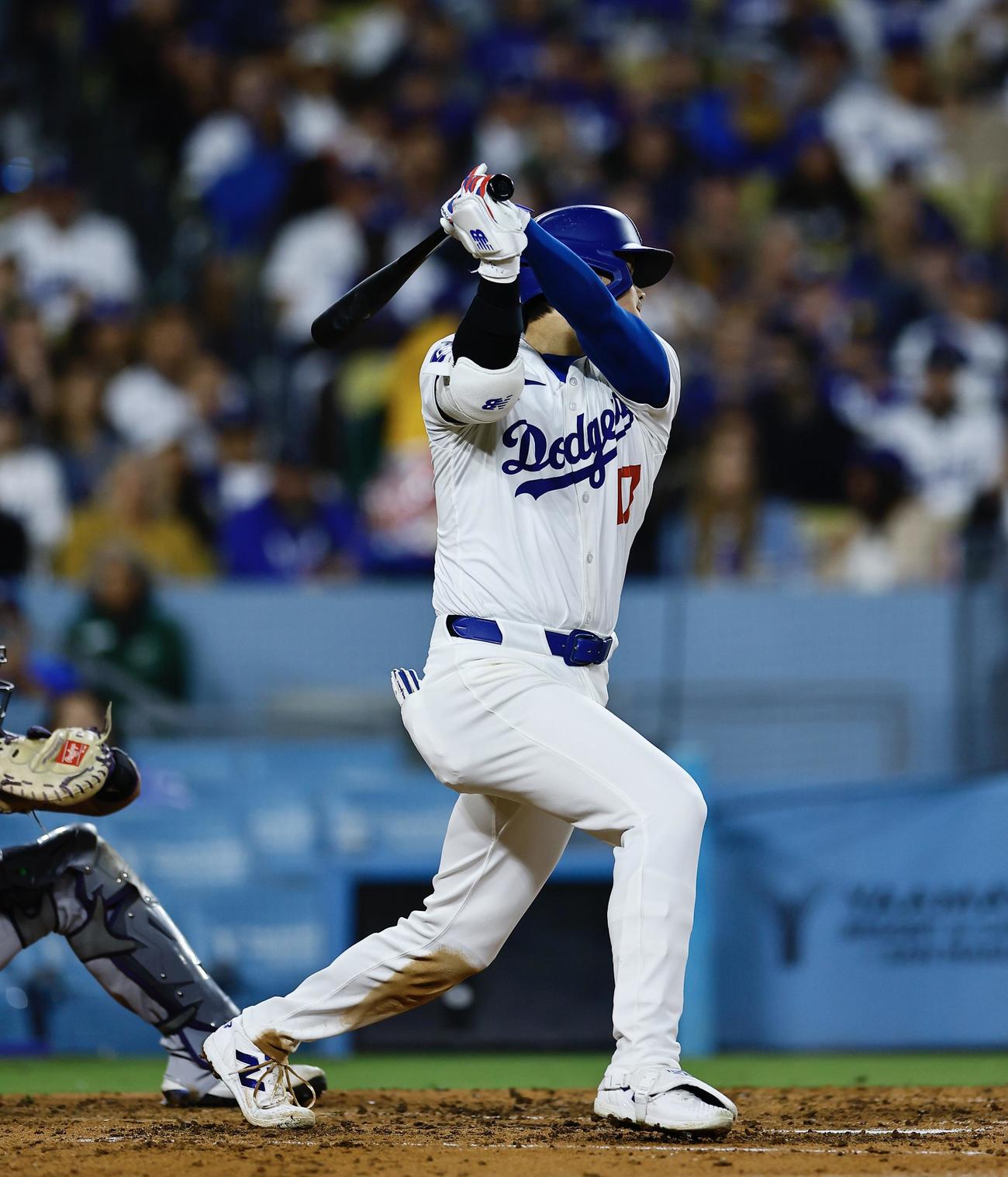 ドジャース対ロッキーズ　5回裏ドジャース無死、大谷は空振り三振に倒れる