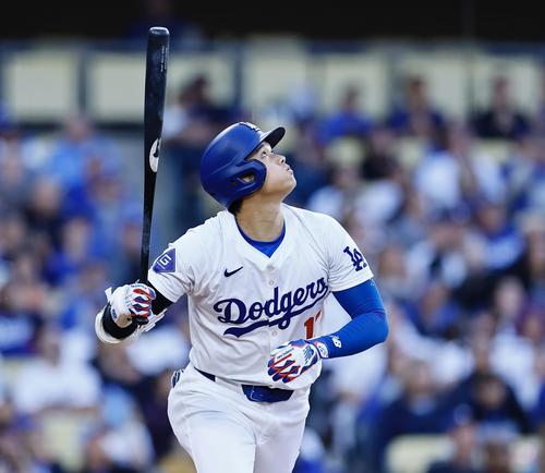 ドジャース対ロッキーズ　1回裏ドジャース1死、大谷は左飛に倒れる（撮影・藤尾明華）