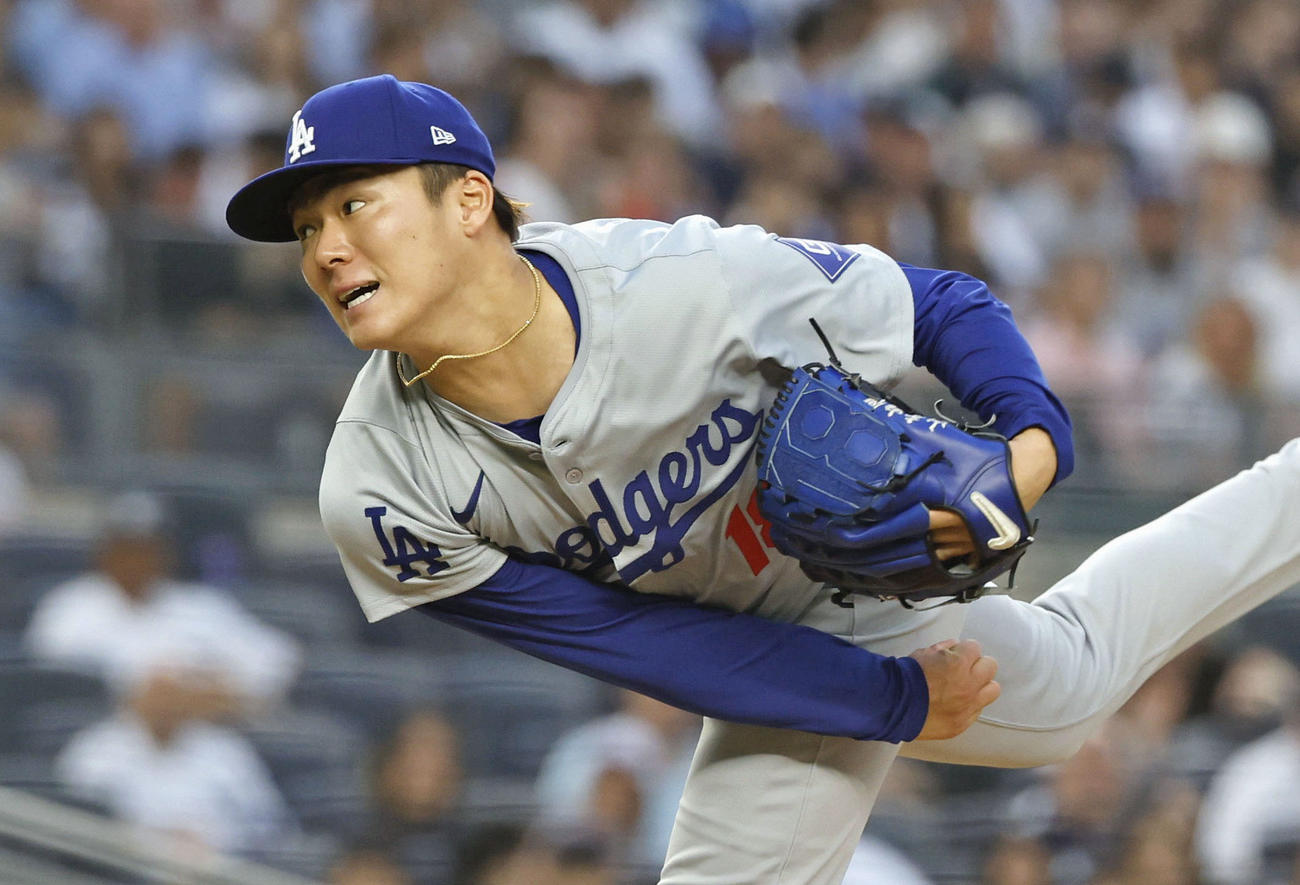 ヤンキース戦に先発したドジャース・山本由伸（共同）
