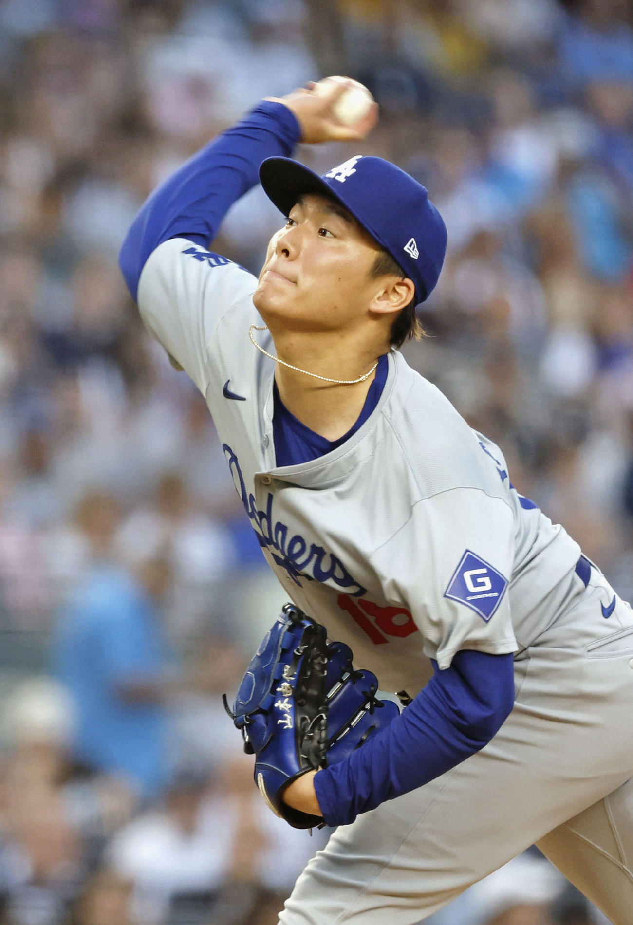ヤンキース戦に先発したドジャース・山本由伸（共同）