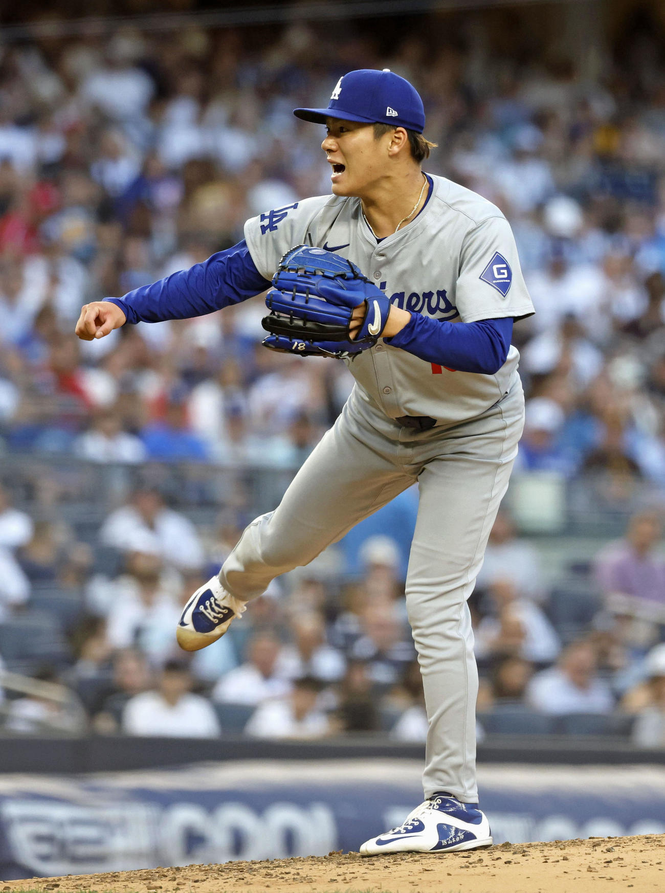 ヤンキース戦に先発したドジャース・山本由伸（共同）