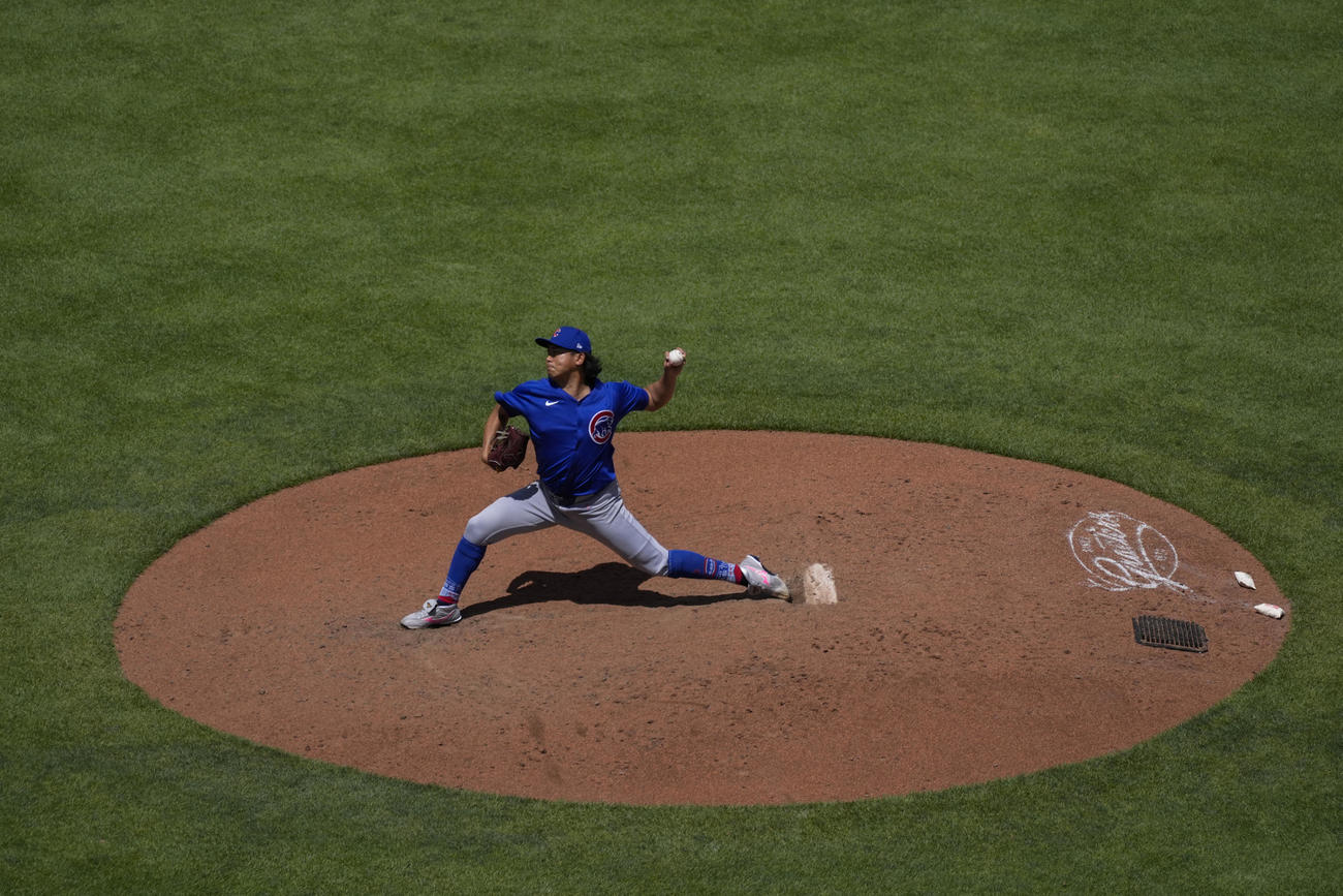 力投するカブス今永昇太。6試合ぶりの6勝目を飾った（AP）