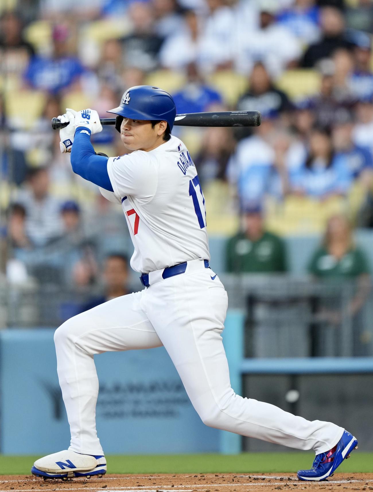 ドジャース対ロイヤルズ　1回裏ドジャース1死、遊ゴロに倒れる大谷翔平（撮影・横山健太）