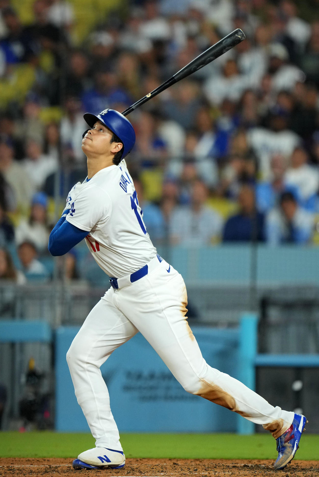 ドジャース対ロイヤルズ　8回裏ドジャース1死二塁、遊飛に倒れる大谷（撮影・横山健太）