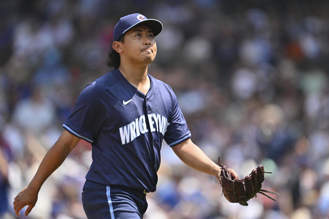 メッツ戦の4回途中、降板するカブス先発の今永（ゲッティ＝共同）