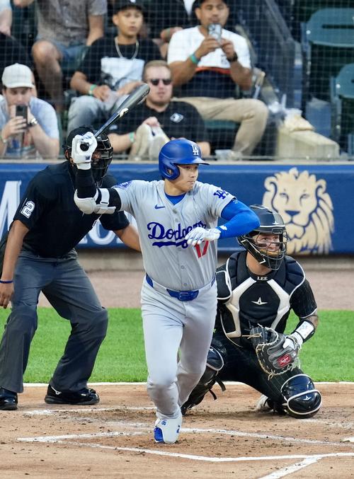 ホワイトソックス対ドジャース　3回表ドジャース1死、遊ゴロに倒れる大谷（撮影・横山健太）