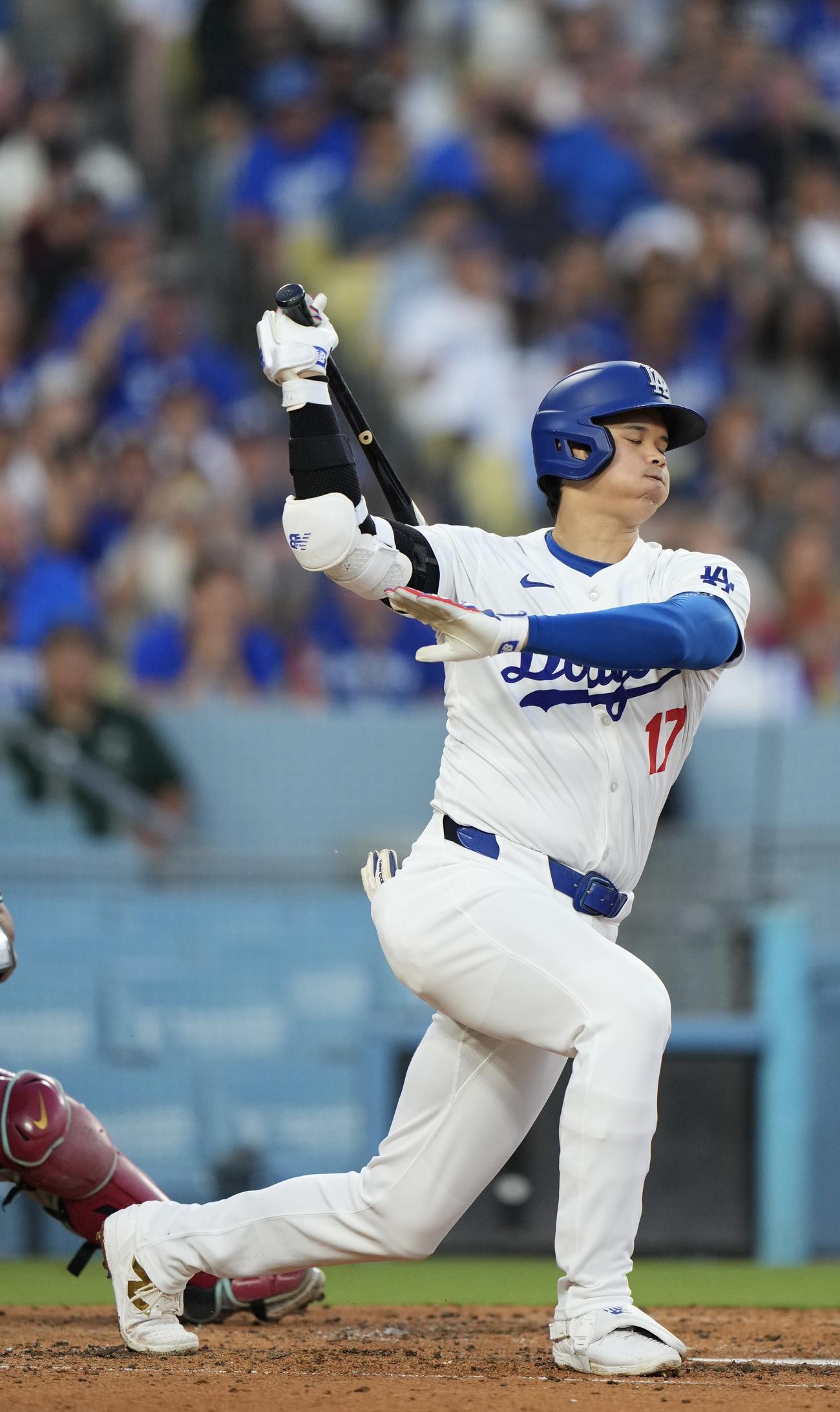 ドジャース対ダイヤモンドバックス　2回裏ドジャース1死、三振に倒れる大谷（撮影・横山健太）