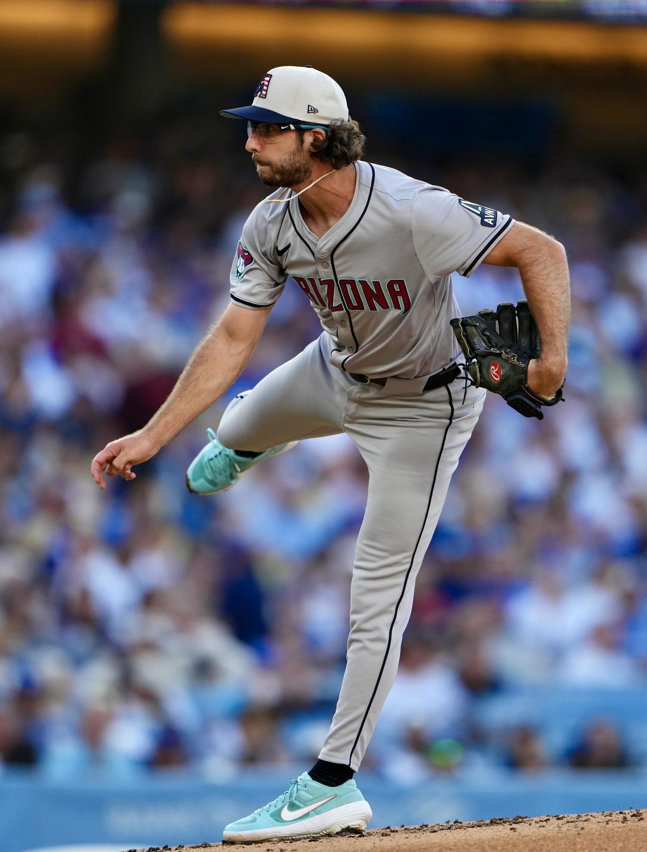 ドジャース対ダイヤモンドバックス　力投するダイヤモンドバックス先発のゲーレン（撮影・横山健太）
