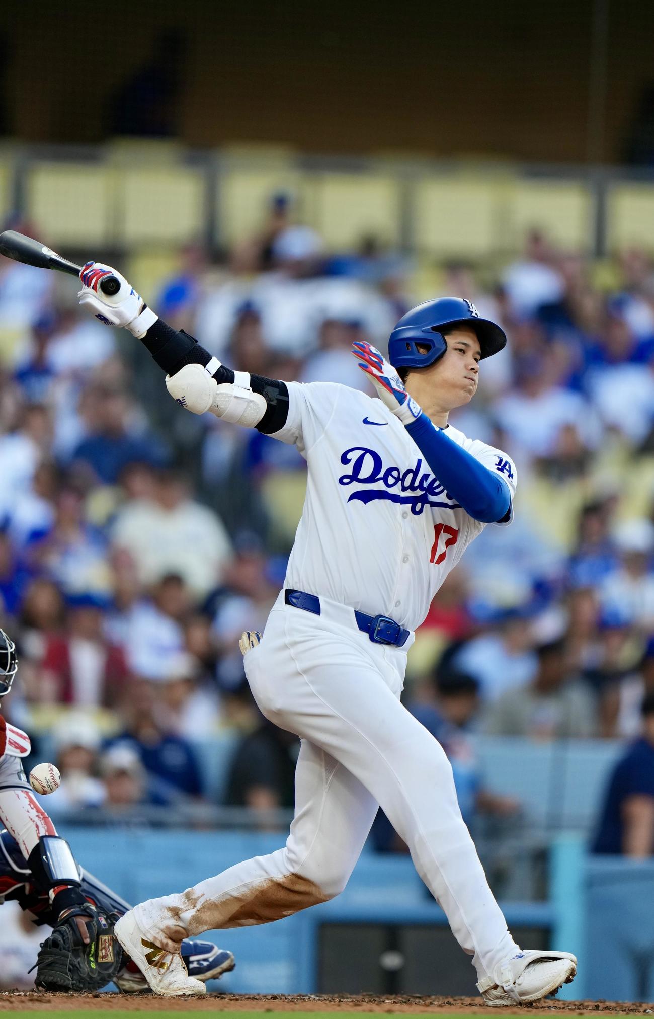 ドジャース対ダイヤモンドバックス　3回裏ドジャース無死、三振に倒れる大谷（撮影・横山健太）