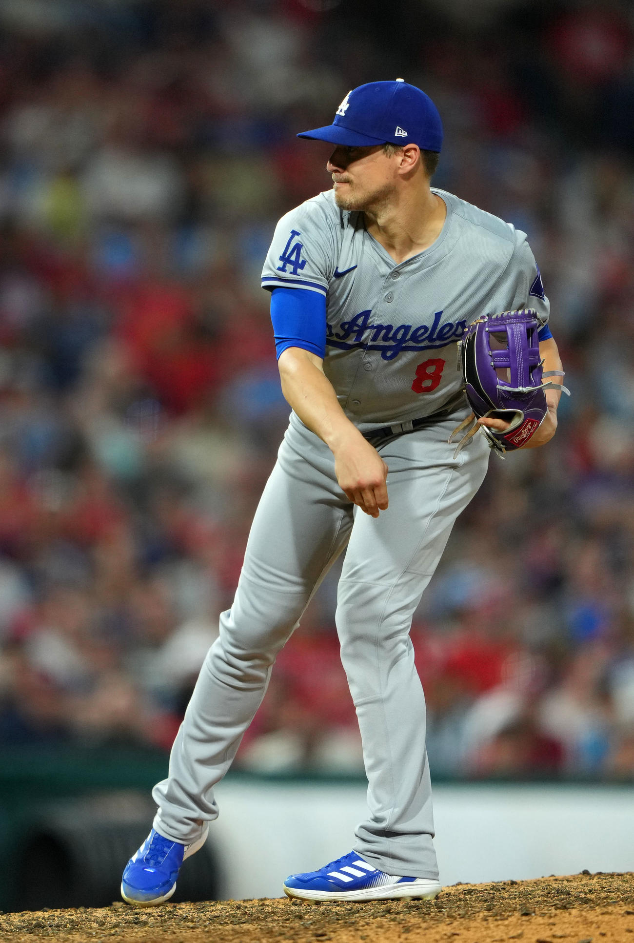 フィリーズ対ドジャース　7回裏途中から登板したドジャースのキケ・ヘルナンデス（撮影・横山健太）