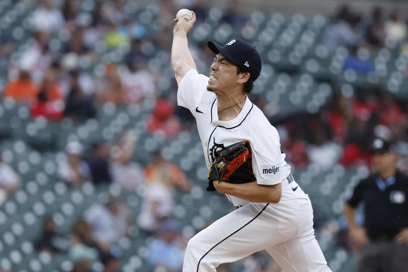 1回のマウンドに上がるタイガース前田健太（USA TODAY Sports＝ロイター）