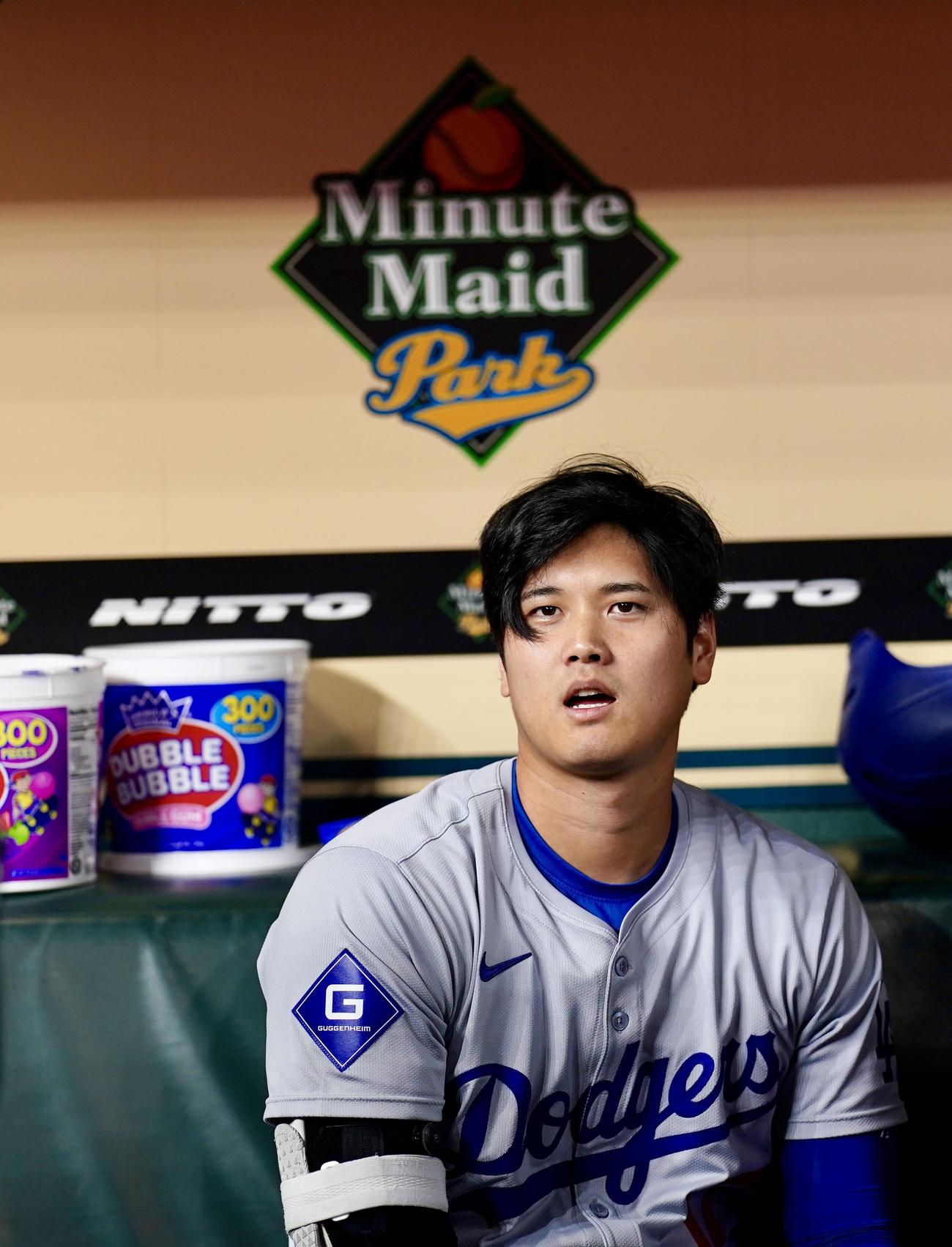 アストロズ対ドジャース　試合に臨むドジャース大谷（撮影・横山健太）
