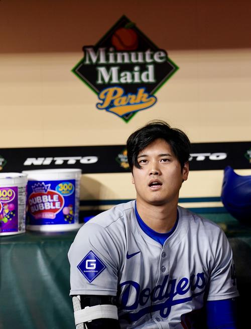 アストロズ対ドジャース　試合に臨むドジャース大谷（撮影・横山健太）