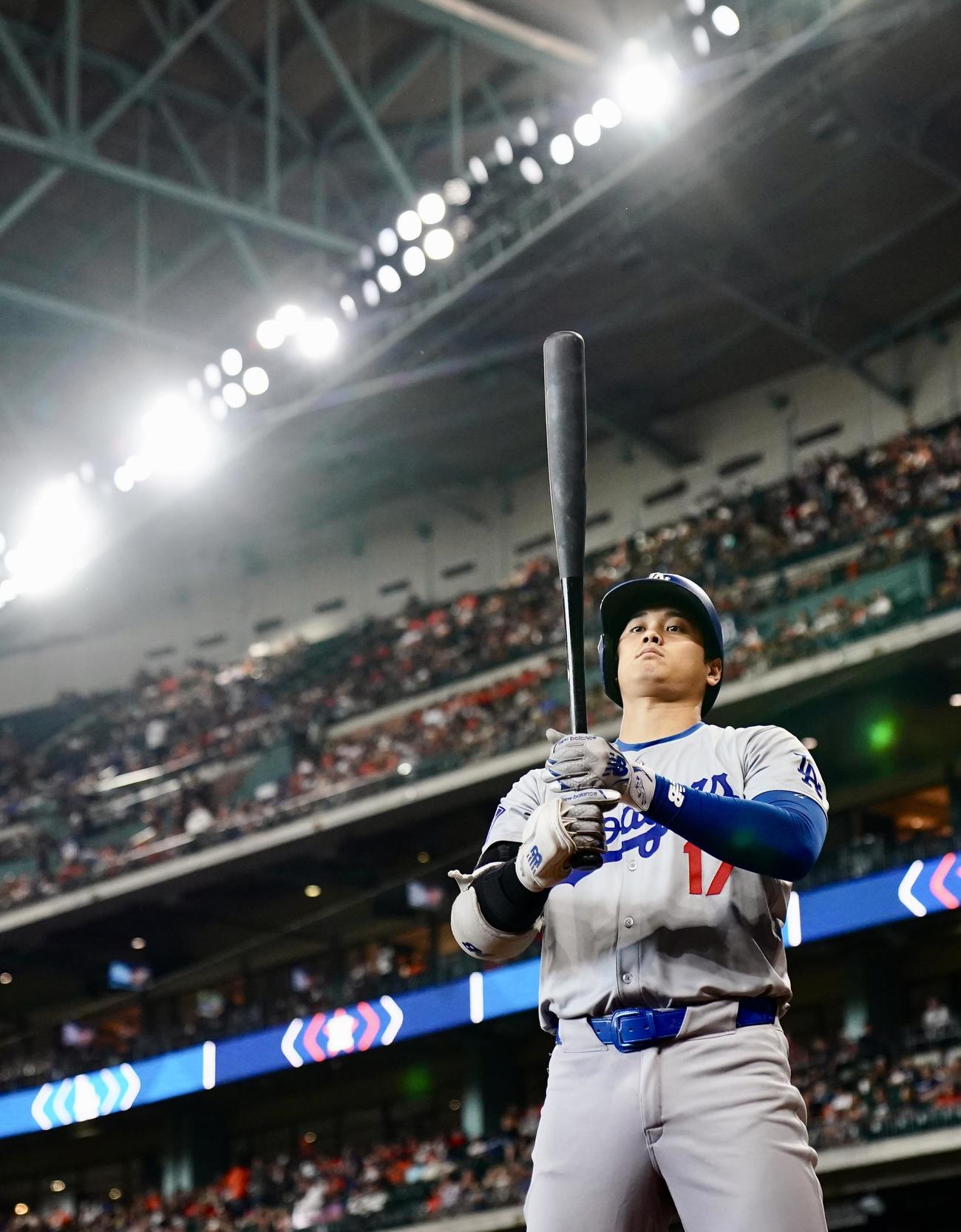 アストロズ対ドジャース　試合に臨むドジャース大谷（撮影・横山健太）