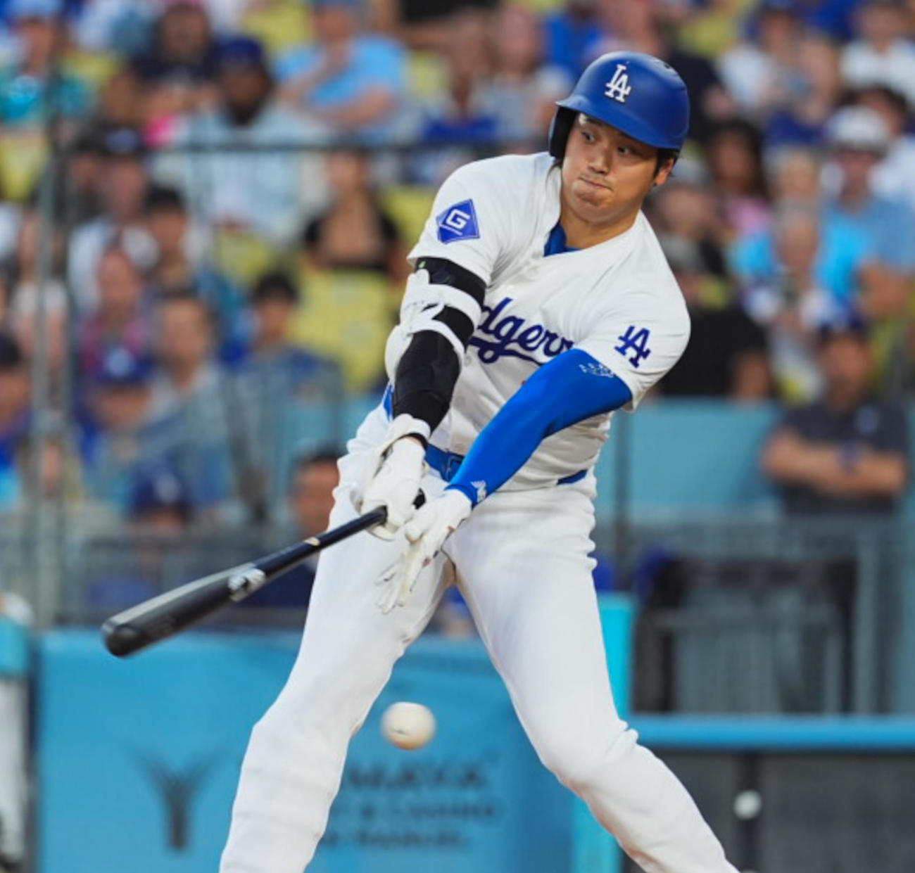 ドジャース対マリナーズ　1回裏ドジャース無死、空振りの三振に倒れる大谷（撮影・菅敏）