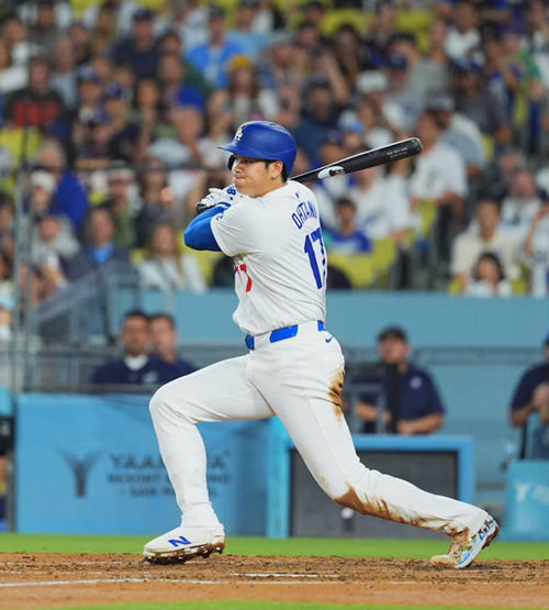 ドジャース対レイズ　5回裏ドジャース1死、遊ゴロに倒れる大谷（撮影・菅敏）