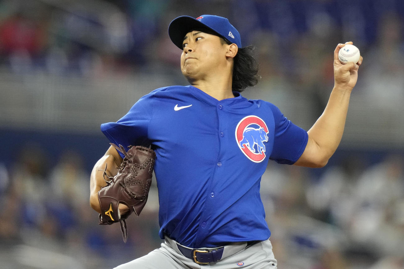 マーリンズ戦で力投する今永（AP）