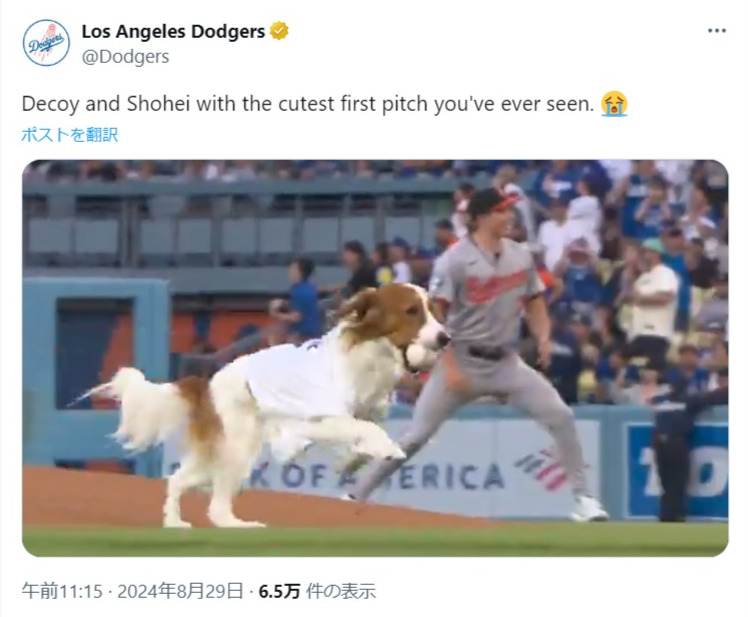 ドジャースの公式Xから