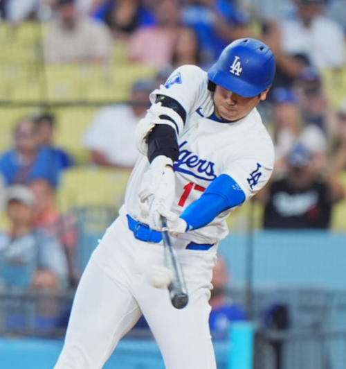 ドジャース対オリオールズ　1回裏ドジャース無死、中飛に倒れる大谷（撮影・菅敏）