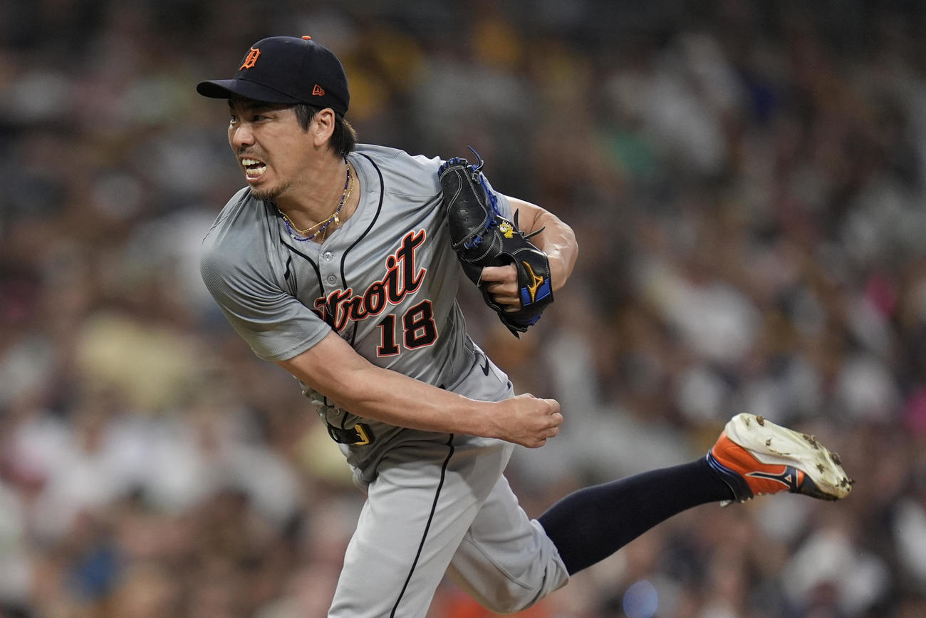 パドレス戦にリリーフ登板したタイガース前田健太（AP）