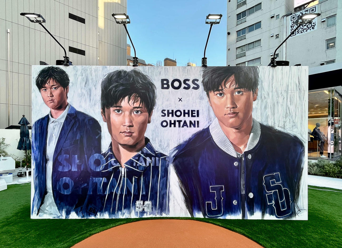 都内のOMOTESANDO CROSSING PARKに設置されていたOVERALLsが手がけた大谷の壁画
