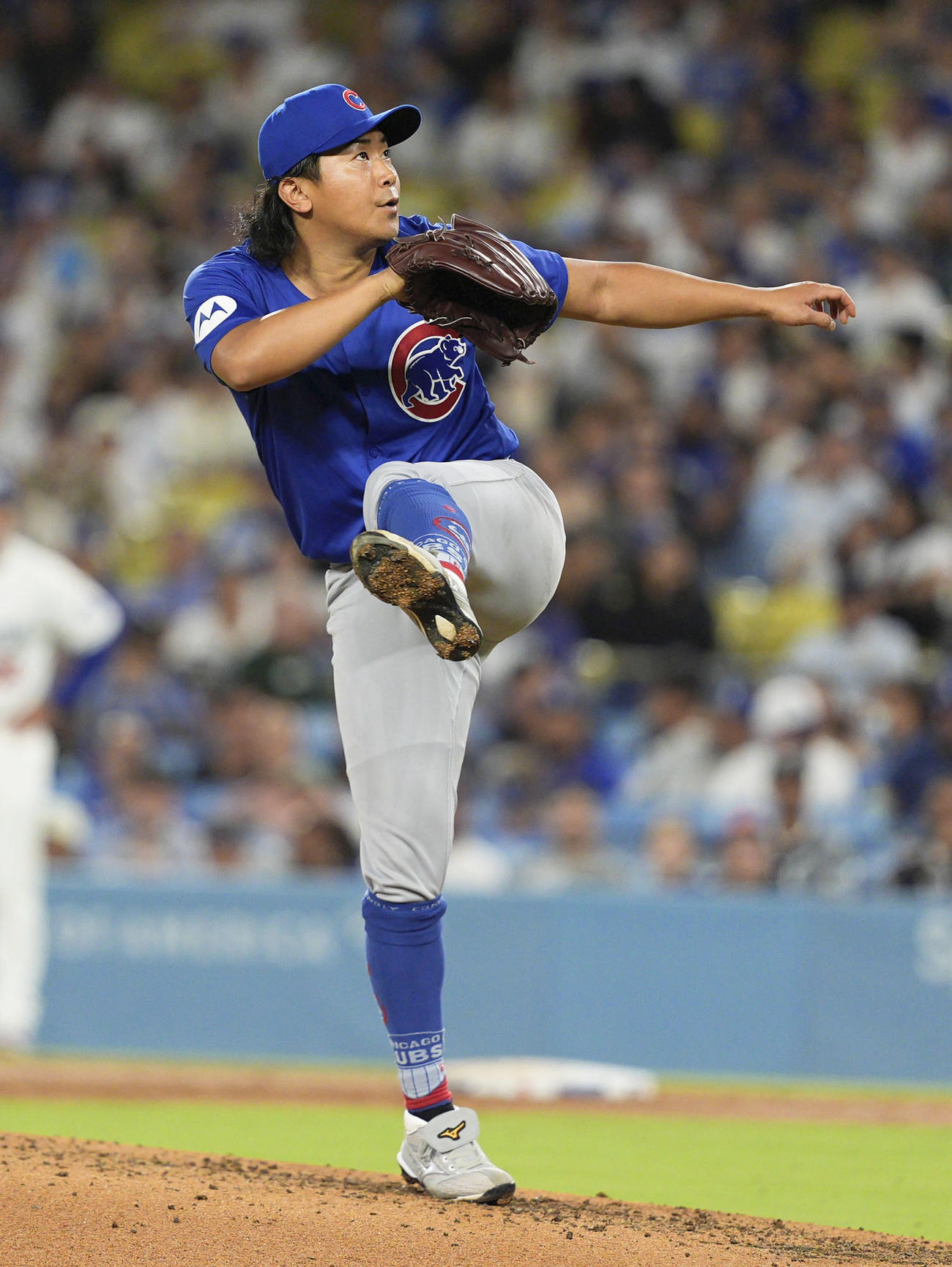ドジャース戦に先発し、7回を7安打3失点で13勝目を挙げたカブス・今永(共同)