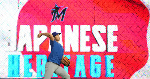 マーリンズ対ドジャース　試合前、キャッチボールで調整するドジャース大谷（撮影・菅敏）