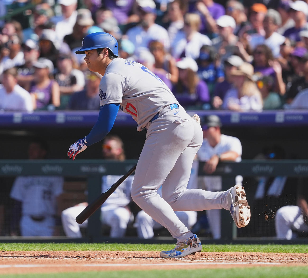 ロッキーズ対ドジャース　4回表ドジャース無死、遊ゴロに倒れる大谷（撮影・菅敏）