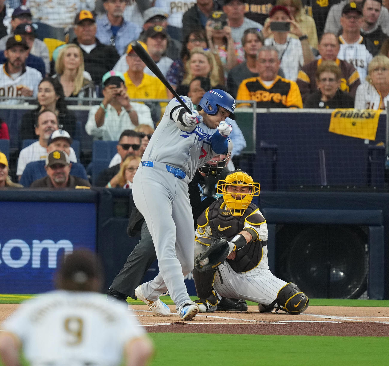 パドレス対ドジャース　1回表ドジャース無死、空振りの三振に倒れる大谷（撮影・菅敏）