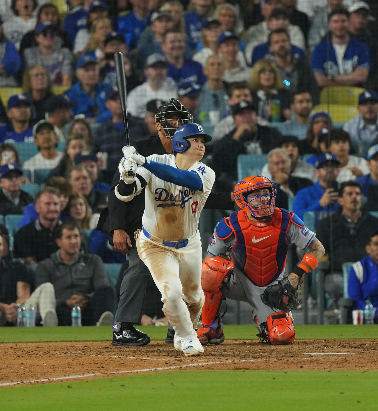 ドジャース対メッツ　6回裏ドジャース1死、中飛に倒れる大谷（撮影・菅敏）