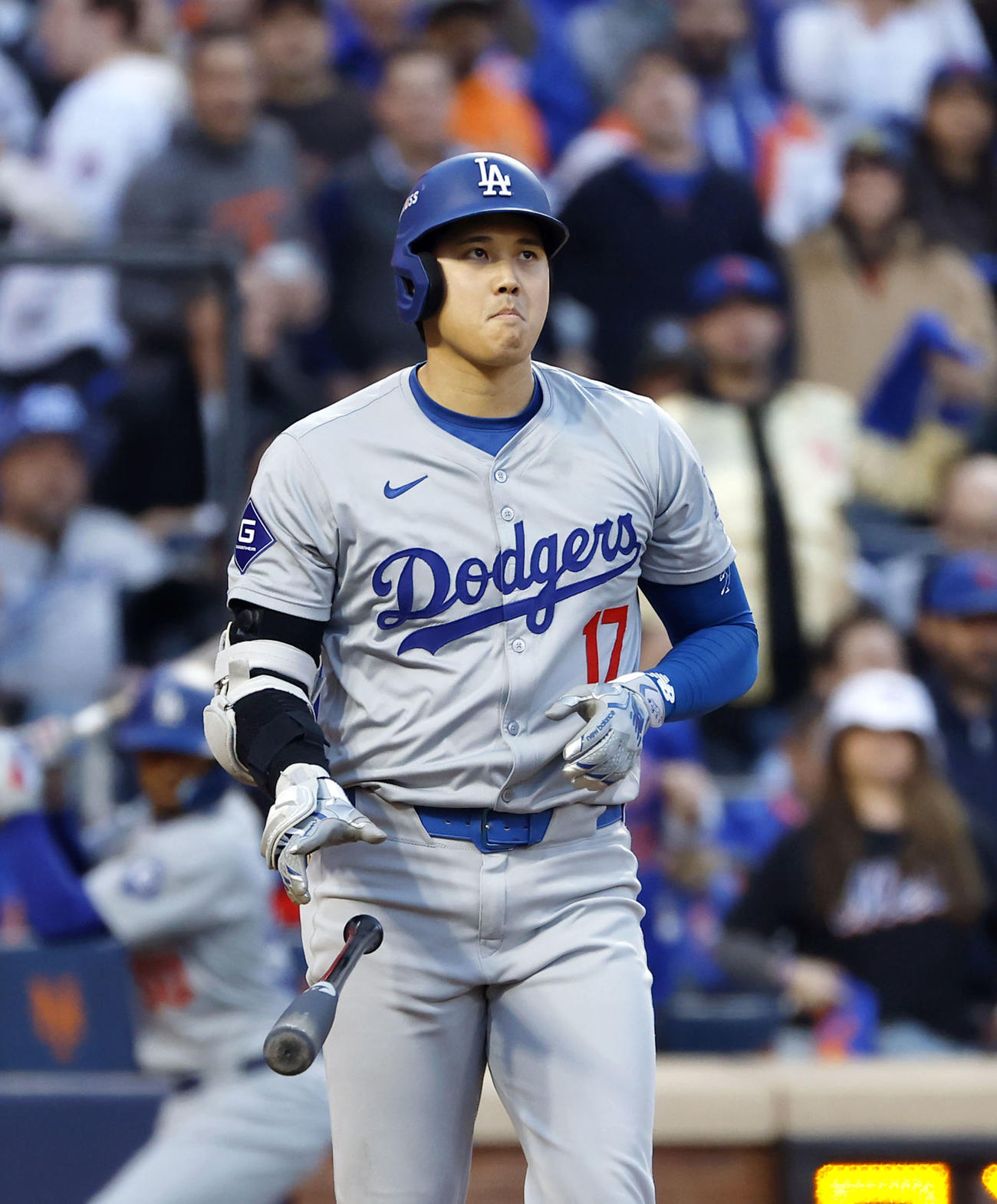 メッツ戦の2回、四球を選んだドジャース・大谷（共同）