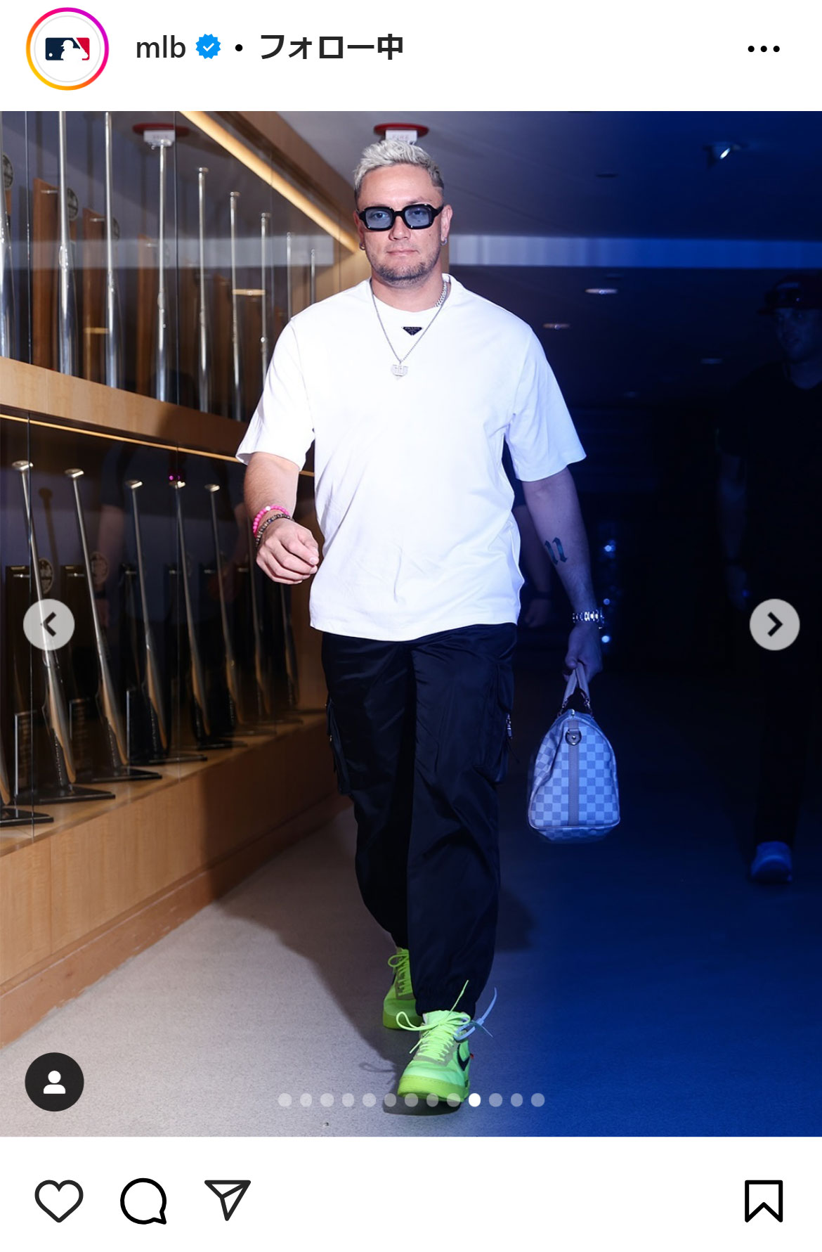 ドジャースのミゲル・ロハスの球場入りの様子。MLB公式インスタグラムから