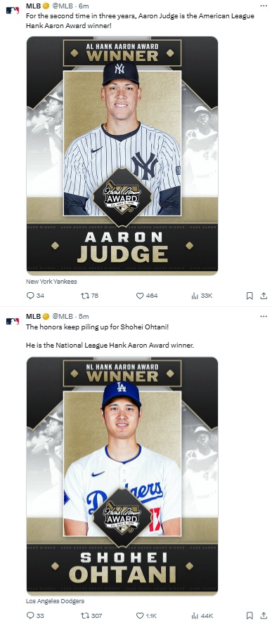 MLBの公式Xから