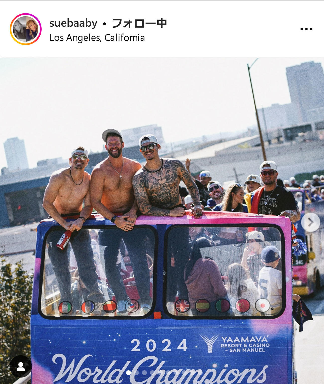 ドジャース公式SNSのディレクターを務めるジョー・スー氏のインスタグラムから
