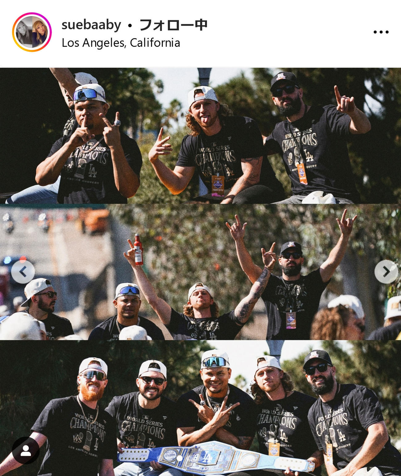 ドジャース公式SNSのディレクターを務めるジョー・スー氏のインスタグラムから